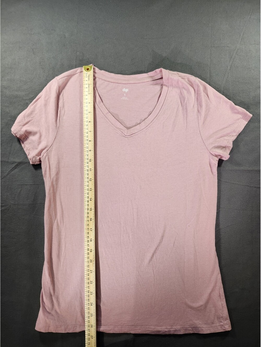 dip Women’s Pink Solid V-Neck Short Sleeve T-Shirt L Regular 022